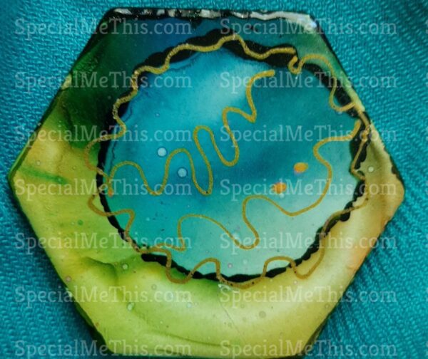 A close up of an avocado on a blue cloth