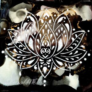 A Black Lotus painting of a lotus flower.