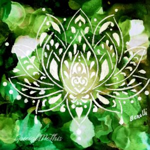 A watercolor painting of the Green Lotus.