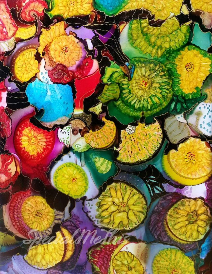 A close up of many different fruits