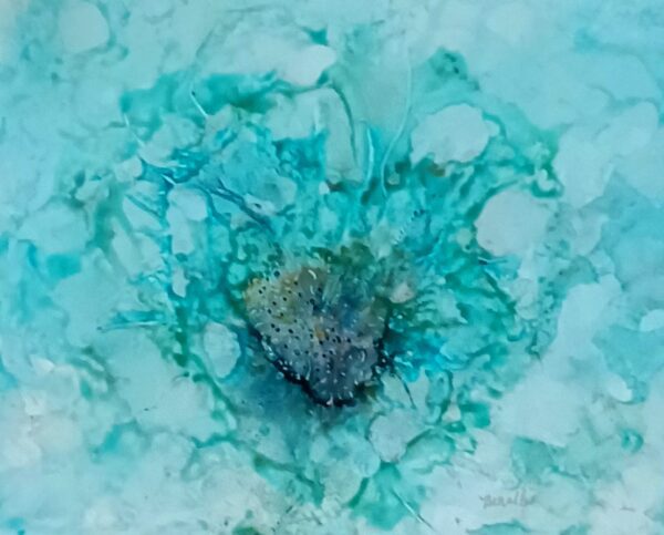 A Nesting Original Painting of an original heart in blue and white.